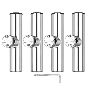 NovelBee 4pcs Stainless Steel Clamp on Fishing Rod Holders with Rubber Insert for Rails 7/8" to 1"