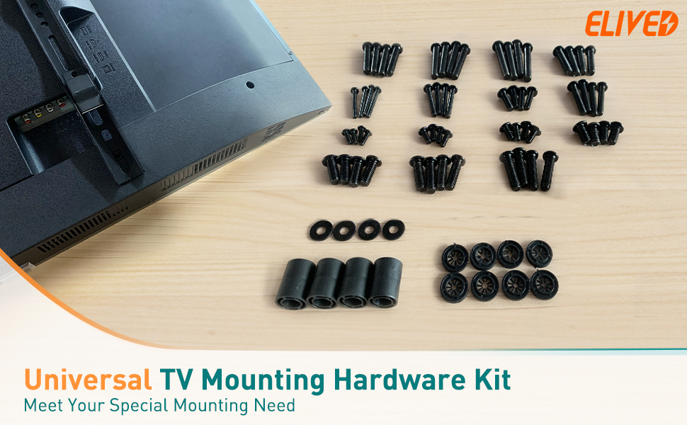 ELIVED Universal TV Mounting Hardware Kit, Fits Most TVs Up to 80 inch