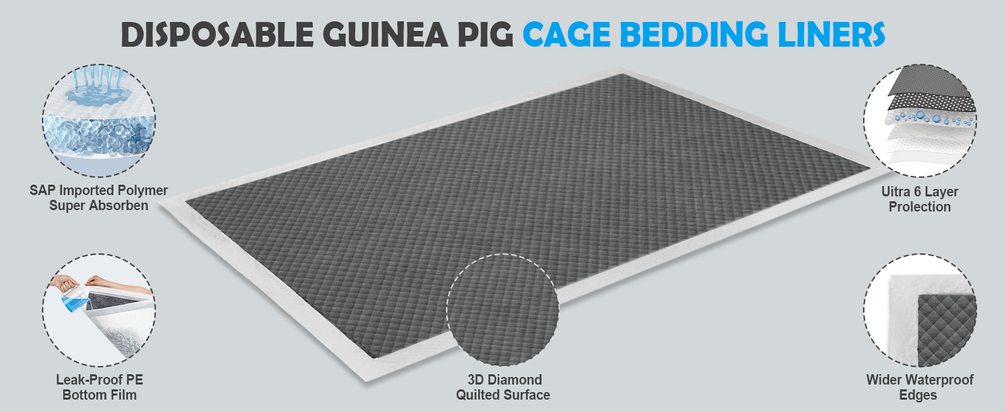Ladadee Disposable Guinea Pig Bedding Cage Liners, Guinea