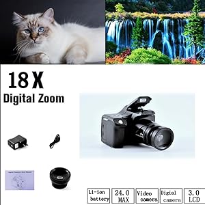 Amazon | ポータブルデジタルカメラ 3.0インチLCDスクリーン18倍ズーム