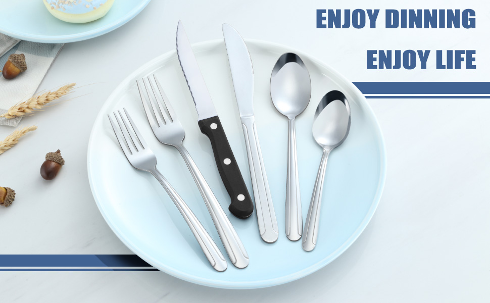 BEWOS 72 Pieces Silverware Set for 12, Cutlery Set with