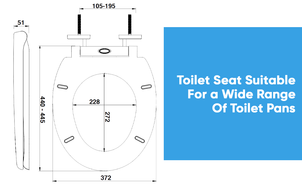 Blue Canyon Richmond Duroplastic Toilet Seat with NonSlip Seat Bumpers