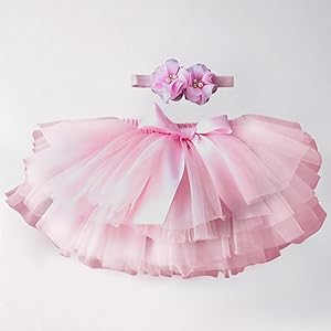 pink tutu skirt with flower headband