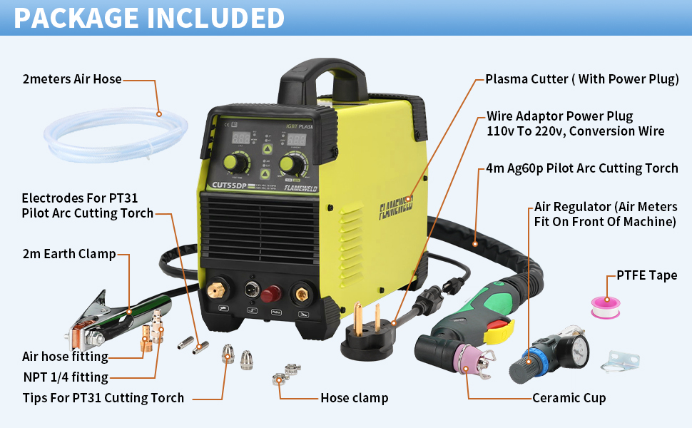 Flameweld Pilot Arc Plasma Cutter CUT55DP 55Amps NonTouch Pilot Arc