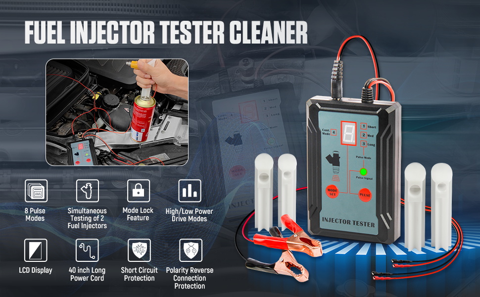 LUTIFIX Fuel Injector Cleaner Kit with 4 Adapter, 8 Pulse