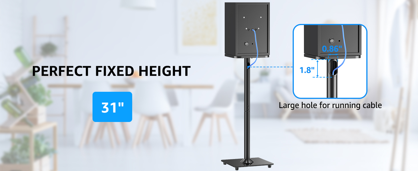 Cable concealing pole-Large cable running hole with protector