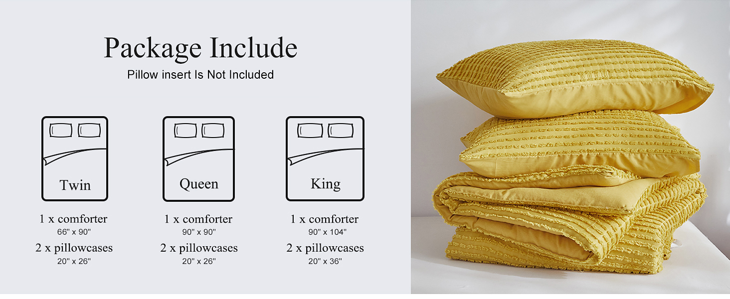WARMDERN Queen Comforter Set Yellow Boho Stripe Comforter