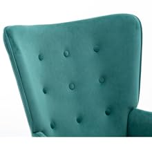 Velvet Armchair Modern Accent Chair With Footstool Occasional Lounge Chair For Living Room, Green 16 3