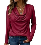 EVALESS Womens Tops Trendy 2025 Fall Cowl Neck Shirts Long Sleeve Teacher Clothes Office Business...