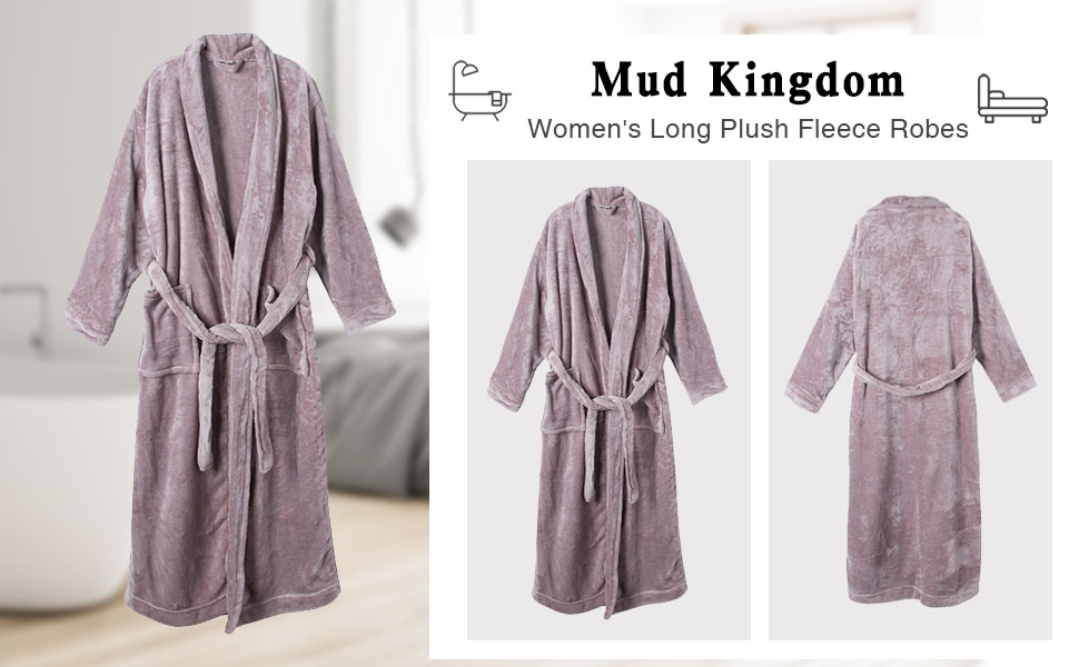 Mud Kingdom Women's Fleece Robes Long Plush Fuzzy Soft Warm Full Length
