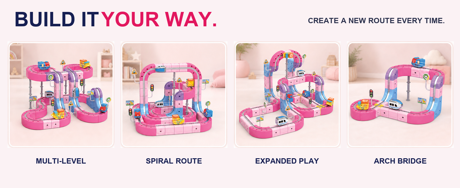 Magnetic Electric Train Set, 152 Pieces, 2 Motorized Vehicle -10