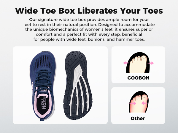 Amazon.com | GOOBON Womens Wide Toe Box Walking Shoes with