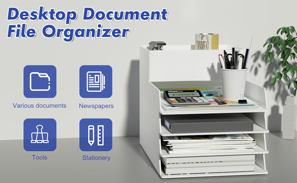 Office Paper Organizer, 6 Pack File Organizer Stackable Paper Tray