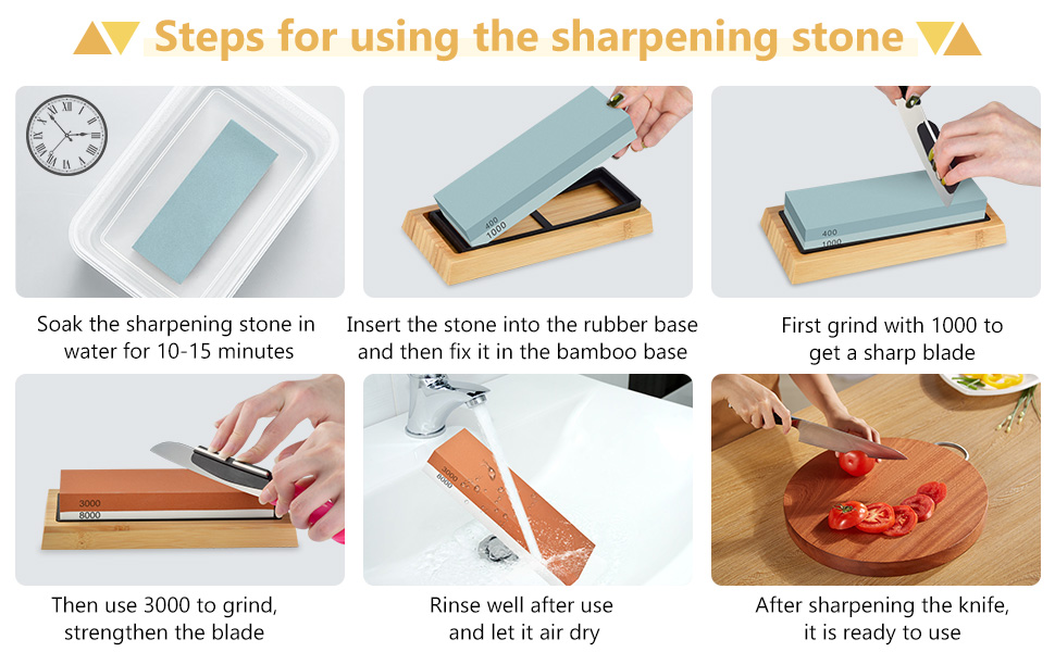 Sharpening Stone Set, Whetstone Includes 4 Side 400/1000 and 3000/8000