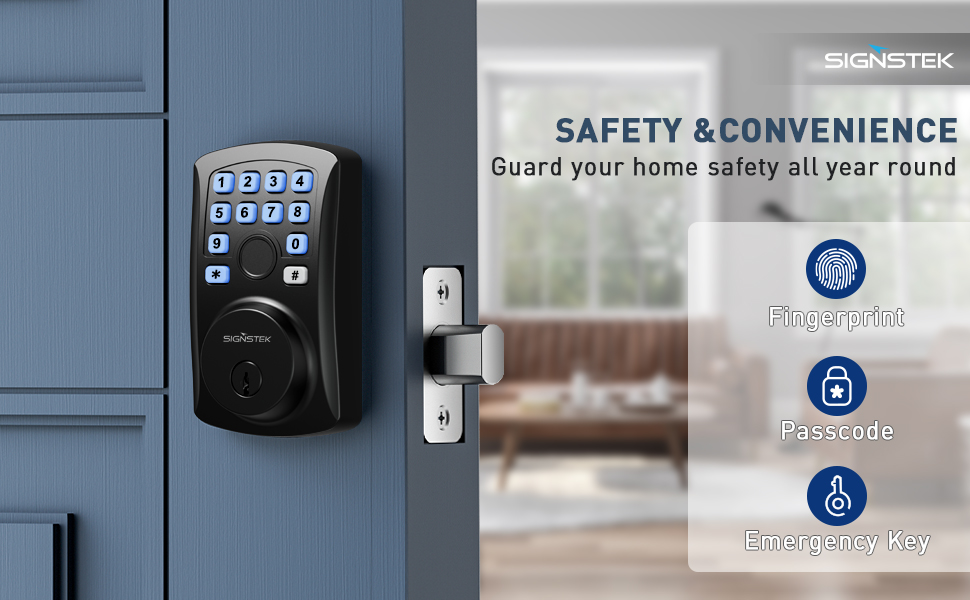 Signstek Fingerprint Door Lock, Keyless Entry Door Lock, Electronic
