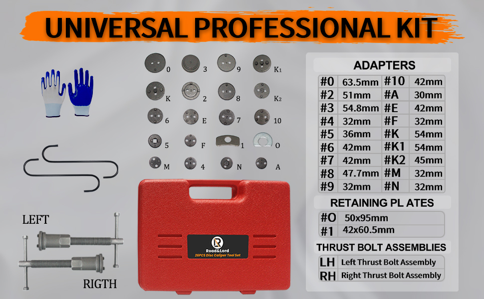 Brake caliper compression tool kit 26pcs Disc Brake Piston Caliper
