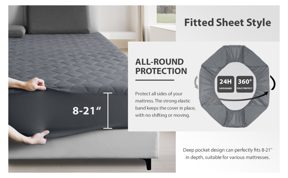 King Waterproof Mattress Protector, Breathable Noiseless Mattress Cover