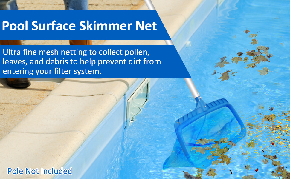 Poolvio Swimming Pool Skimmer Net, Fine Mesh Pool Leaf