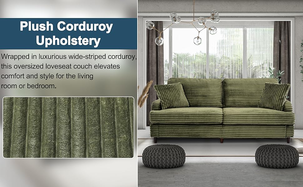 Green Corduroy Sofa Couch3