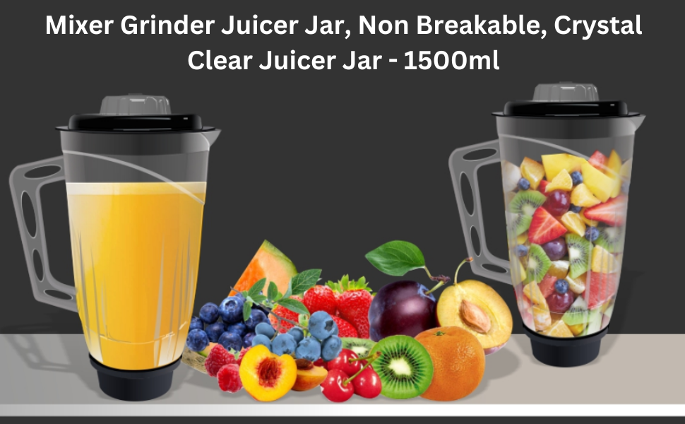 JADEX Crystal Clear Juicer Jar Premium Glass, EasyPour Spout, Juice