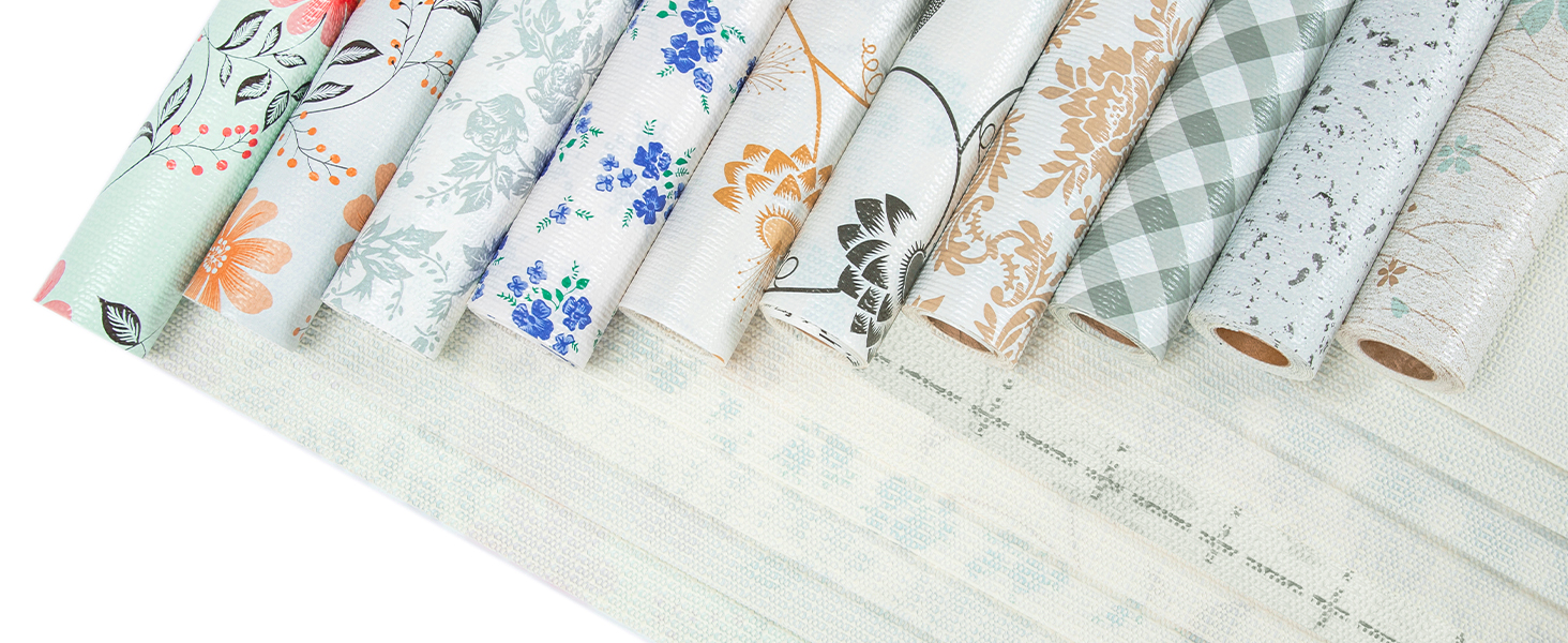 RAY STAR Shelf Liner, Non Adhesive Silver Floral Liner for Pantry Drawer