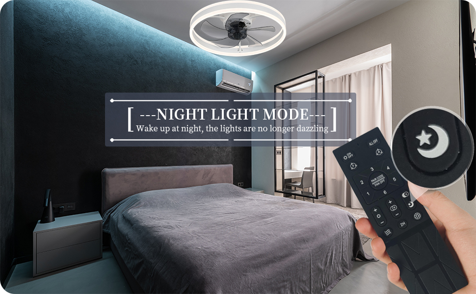 DewShrimp Flush Mount Ceiling Fan with Lights,Bladeless Ceiling Fan