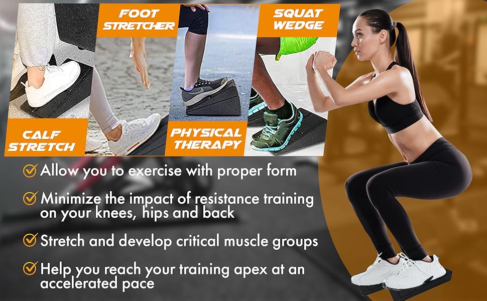 Marquee Fit Slant Board Calf Stretcher 3Piece Set Squat