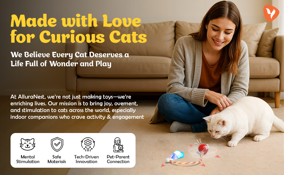 Woman and cat playing with interactive toy.