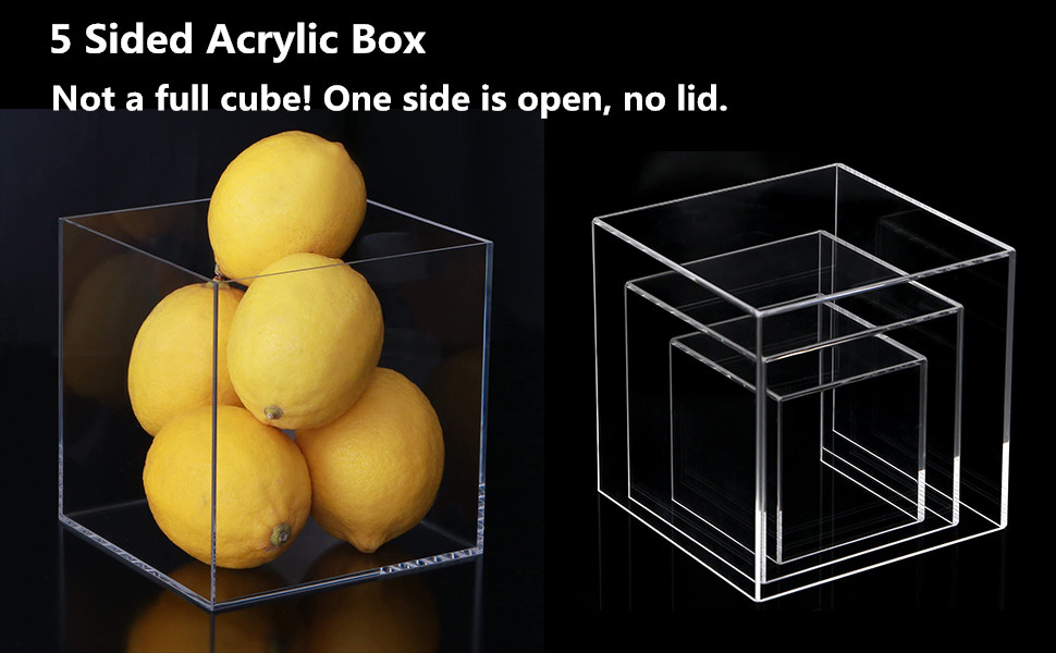 Cliselda Clear Acrylic Display Boxes, 5 Sided Acrylic Cube (3 pcs