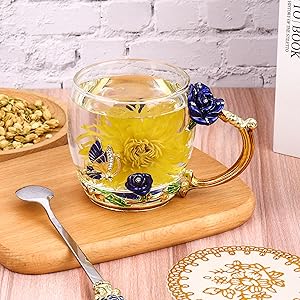 Glass Flower Tea Cup