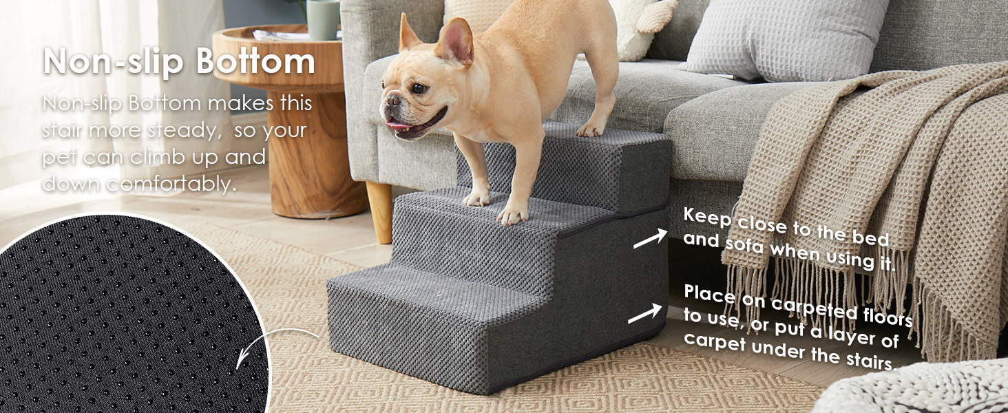 EHEYCIGA Dog Stairs for Small Dogs, 3Step Pet Stairs for High Beds