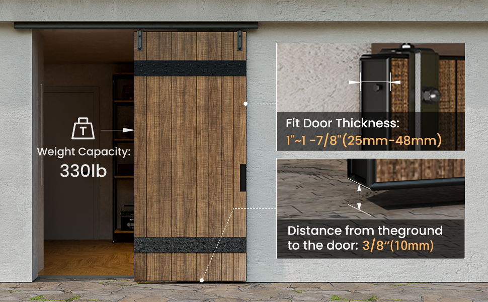 Box Rail Barn Door Hardware Ceiling Sliding Barn Door Track for Single Door