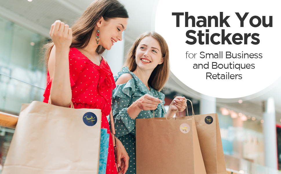thank you stickers small business 2 inch round labels roll waterproof boutique gold font classic