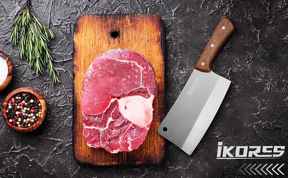 IKORES Cleaver Knife， Hand Meat Cleaver Knife Heavy