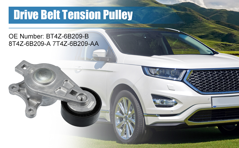 X AUTOHAUX Car Drive Belt Tension Pulley for Ford Edge