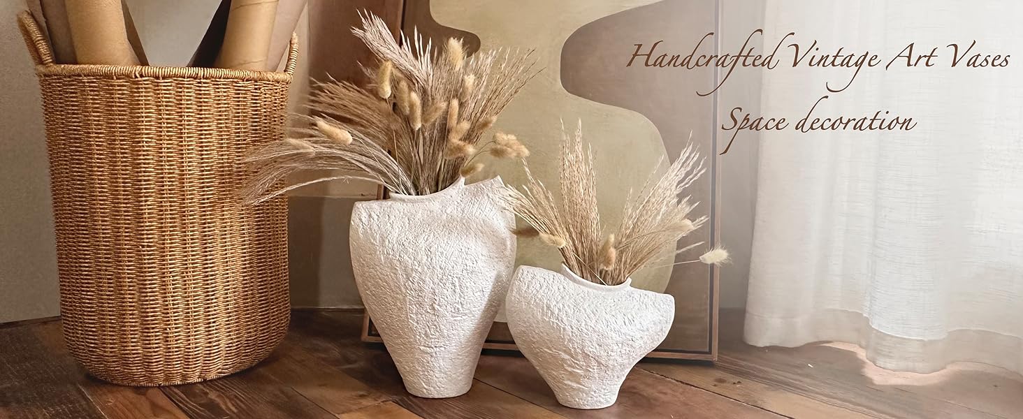 KetosKun White Ceramic Vase for Home Decor, 11 Inches