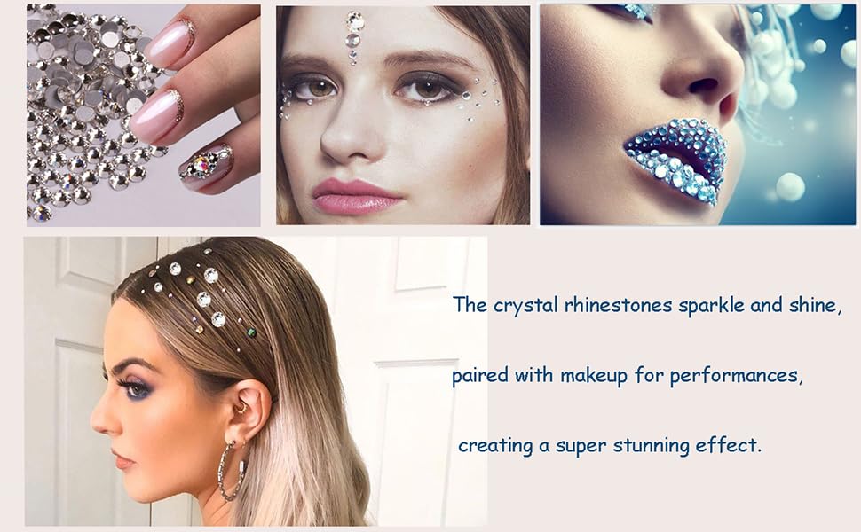 2102pcs Face Gems Stick on, Self Adhesive Hair Jewels Face Rhinestones