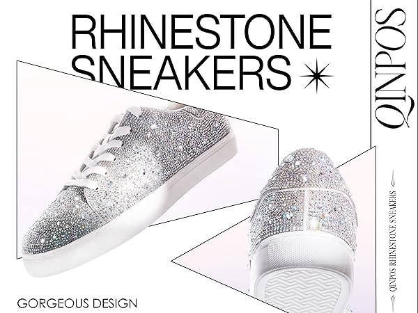 Amazon.com | Qinpos Rhinestone Sneakers for Women Sparkle