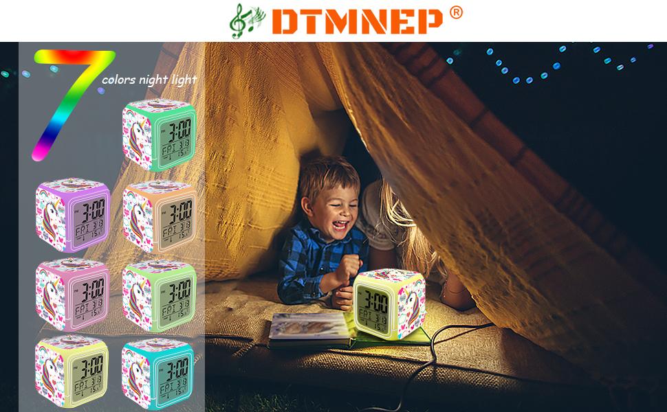 DTMNEP Unicorn Alarm Clock for Kids Girls Room, LED Digital Bedroom Alarm Clock Easy Setting