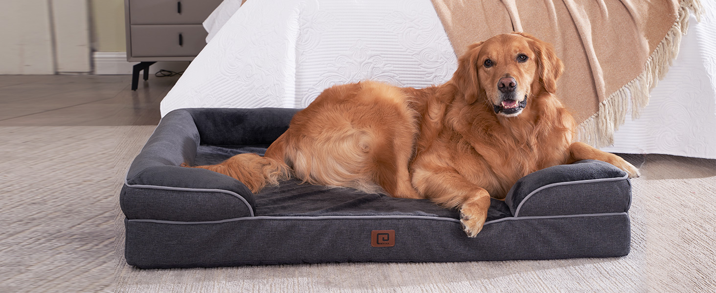 EHEYCIGA Memory Foam Orthopedic Dog Bed XL with Sides, Waterproof Liner