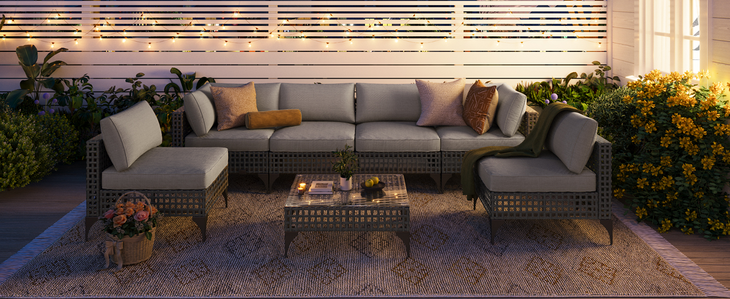 YODOLLA durable large patio sectional set