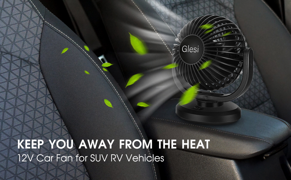 Allnice Car Fan 12V Electric Car Fan 4" Quiet Vehicle