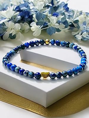 Steinfixx Armband Handmade Lapislazuli Perlen Edelstein Naturstein Gold echt 333 Herz elegant