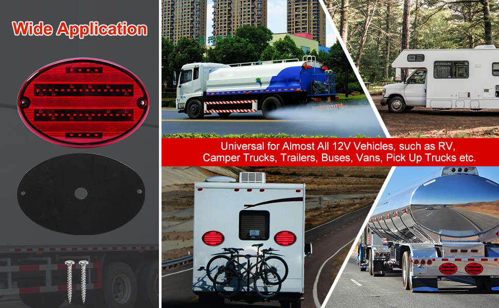 VINAUO RV Tail Lights, 40 LED Trailer Lights, 8.5" Camper