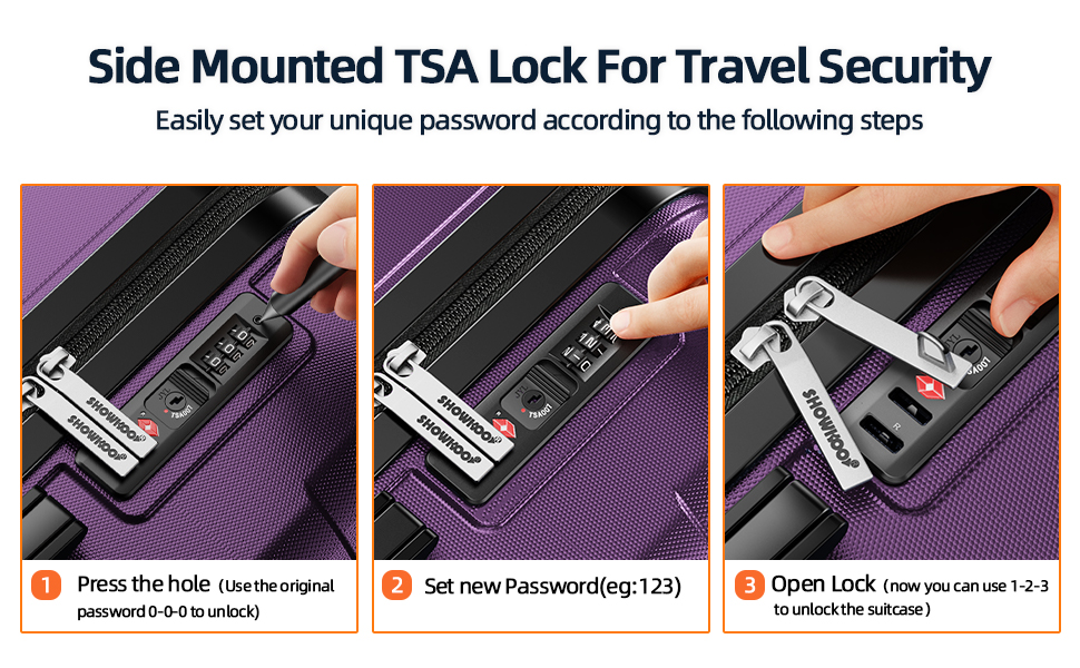 SHOWKOO Luggage Sets Expandable PC+ABS Durable Suitcase