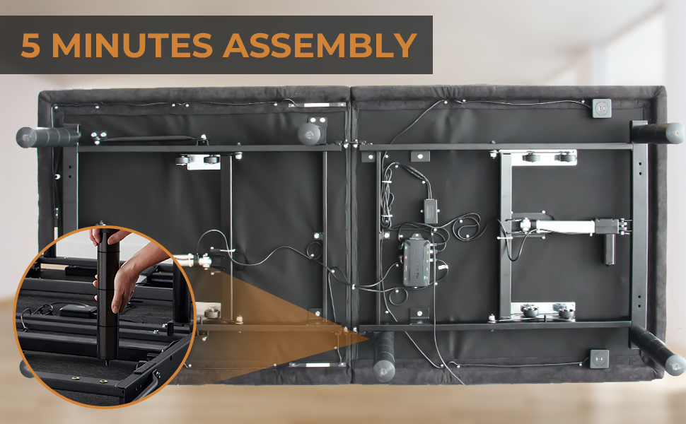 Zevemomo Split King Adjustable Bed Base with USB Charging