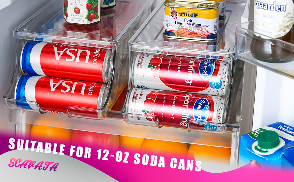 SCAVATA Skinny Can Organizer for Refrigerator, Stackable