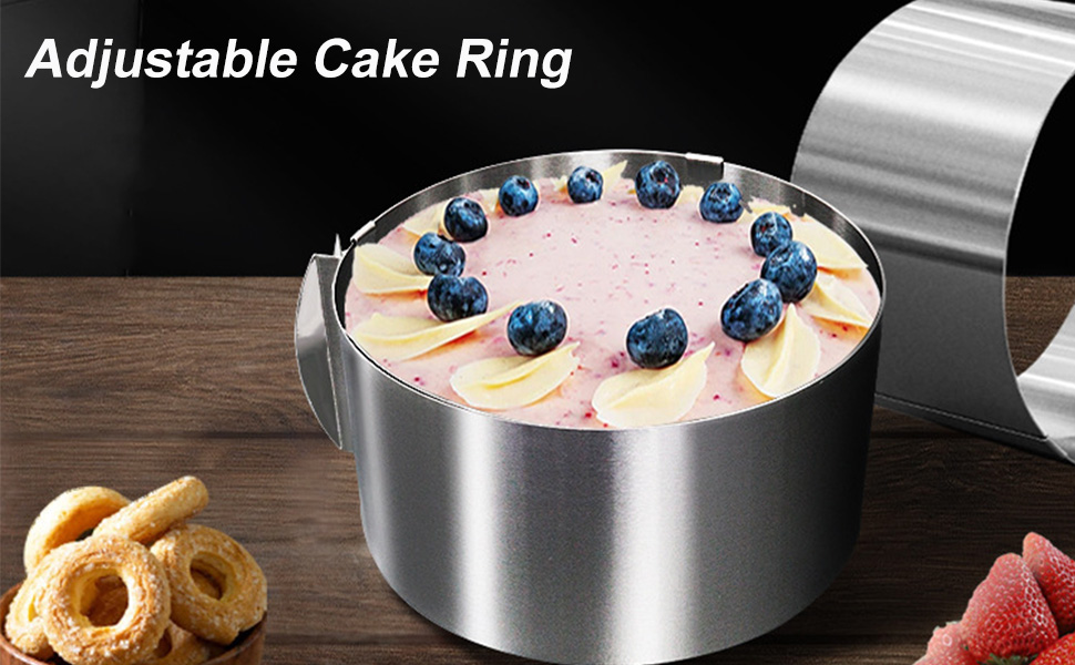 Guador 2PCS Adjustable Cake Ring, Cake Ring Adjustable Super High 15cm