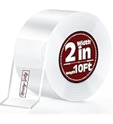 2In x 10Ft Heavy Duty Double Sided Tape, Removable Nano Tape, Transparent Multipurpose Mounting T...