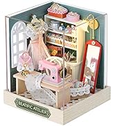 CUTEROOM DIY Doll House Miniature Furniture Wooden House Kit with Dust Cover & LED Light and Acce...